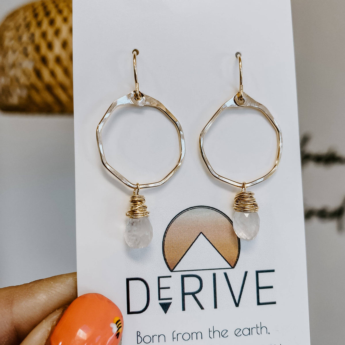 Moonstone Mini Hoops: 14K GF