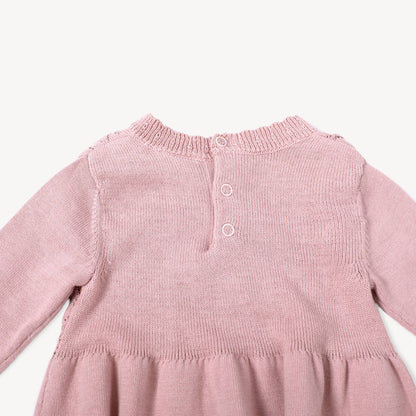 Milan Pointelle Knit Dress Mauve Pink / 12-18 Month