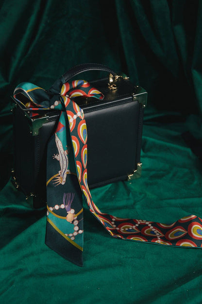 "Peacock" Silk Twilly Neck Bow: Teal
