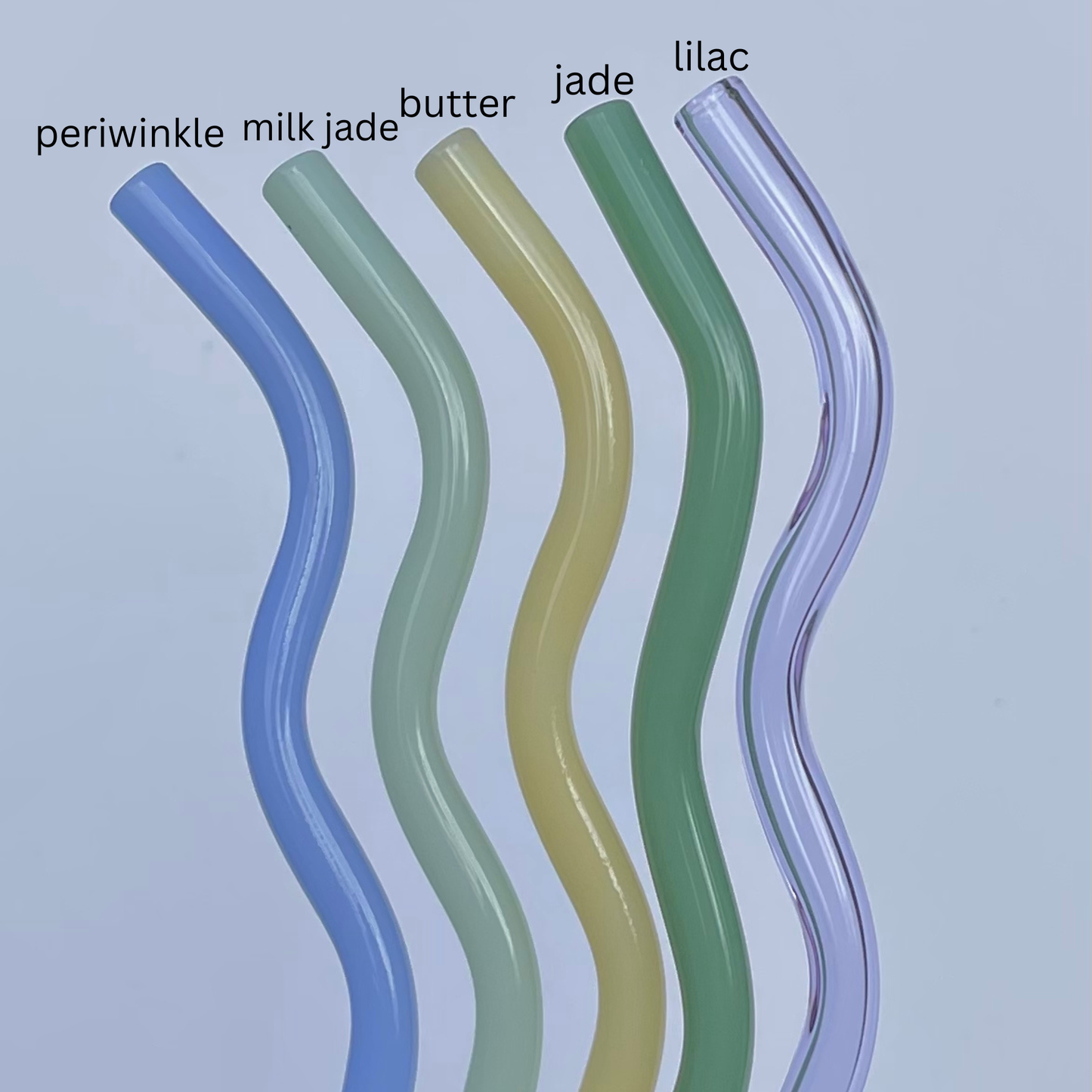 kessellate - Wavy Glass Straws: Light blue
