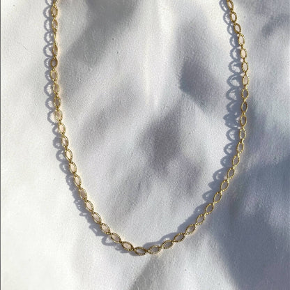 Aura Oval Starburst Chain Necklace Gold Filled