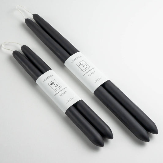 Charcoal | Dipped Beeswax Taper Candles 10"