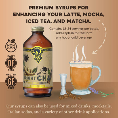Bright Chai Syrup 12oz - cocktail / mocktail / coffee drinks