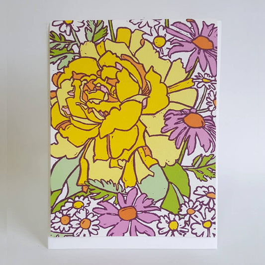 Botanical Yellow Rose Blank Note Card / Art Greeting Card