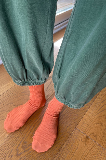 Her Socks - Mercerized Combed Cotton Rib: Avocado