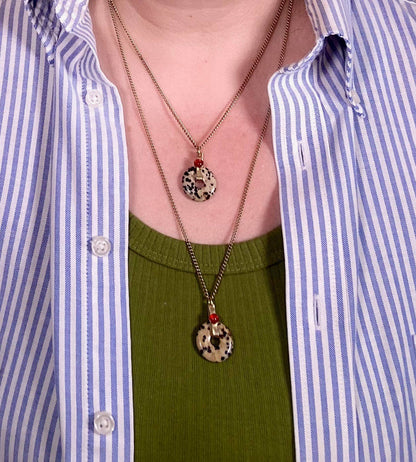 Dalmatian Jasper Donut Pendant Necklace: 24"
