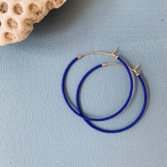 Beaded Hoop in Cobalt