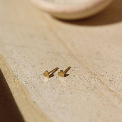 Tiny Heart Studs in Sterling Silver