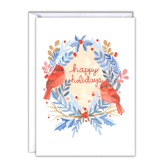 michele maule - Holiday Card - Two Cardinals Happy Holidays 