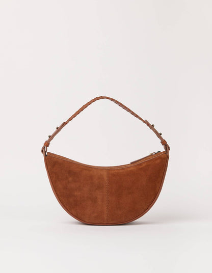 O My Bag - Leo Midi Shoulder Strap - Cognac Suède with Classic Leather: Cognac / Suede / Small