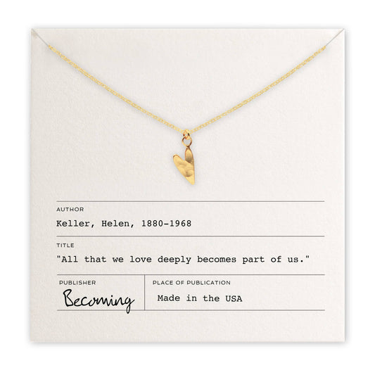 Love Deeply gold filled charm necklace by Becoming Jewelry with heart pendant