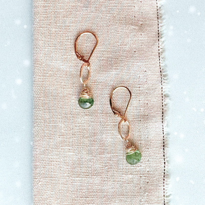 Peridot Gemstone Earrings - Gold Filled