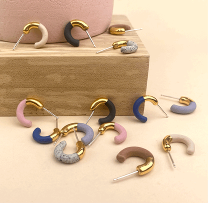 Porcelain Hoop Studs - Lavender