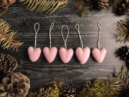 Felted Wool Mini Heart Ornament: Paintbrush Red