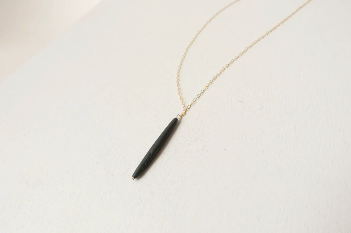 Porcelain Quill Necklace: White/Gold