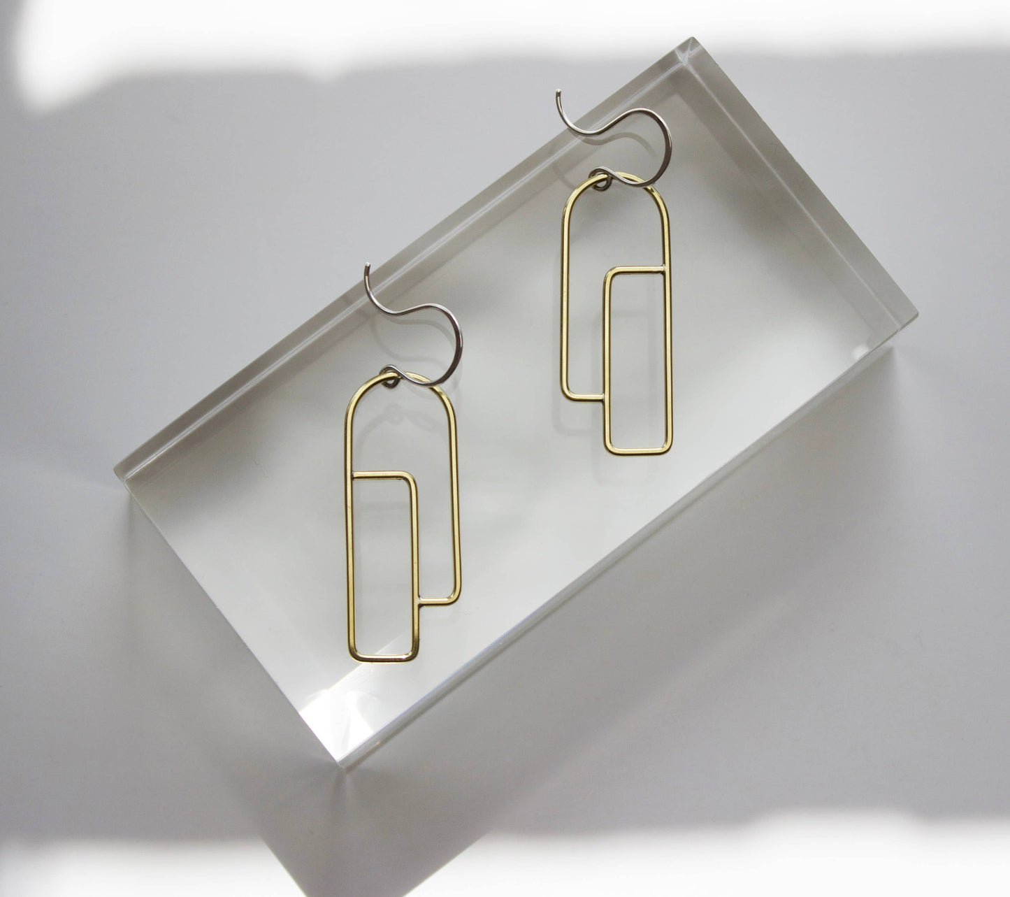 Long Profile Earrings: Brass Pendants