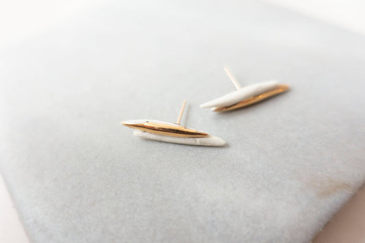 Twin Quills Porcelain studs: Black