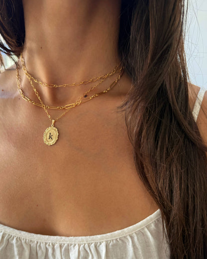 Aura Oval Starburst Chain Necklace Gold Filled