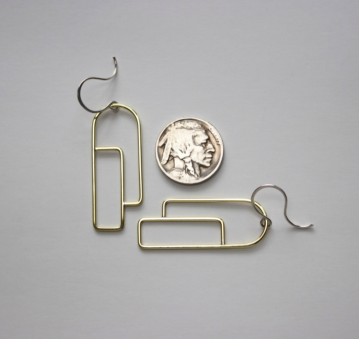 Long Profile Earrings: Brass Pendants