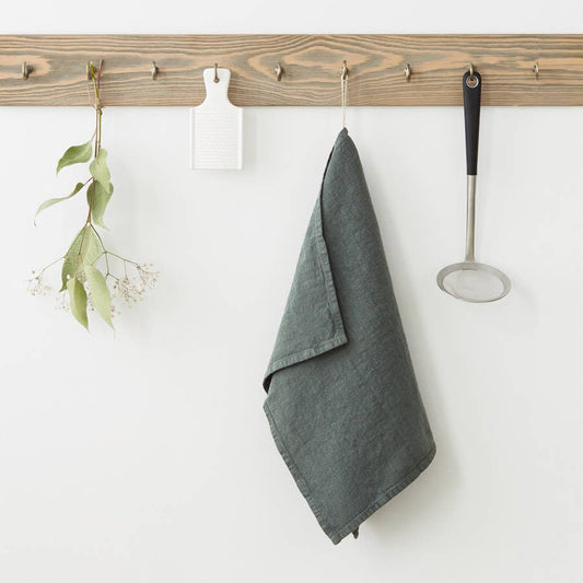 Forest Green Linen Kitchen Towel