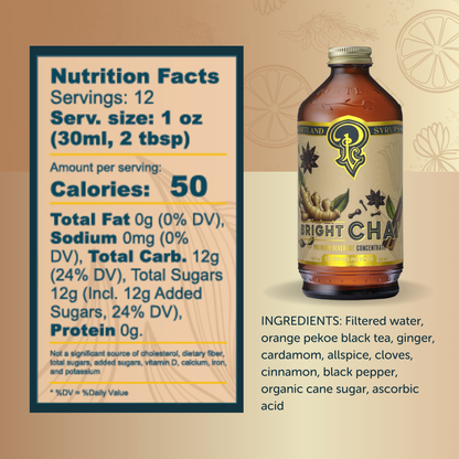 Bright Chai Syrup 12oz - cocktail / mocktail / coffee drinks