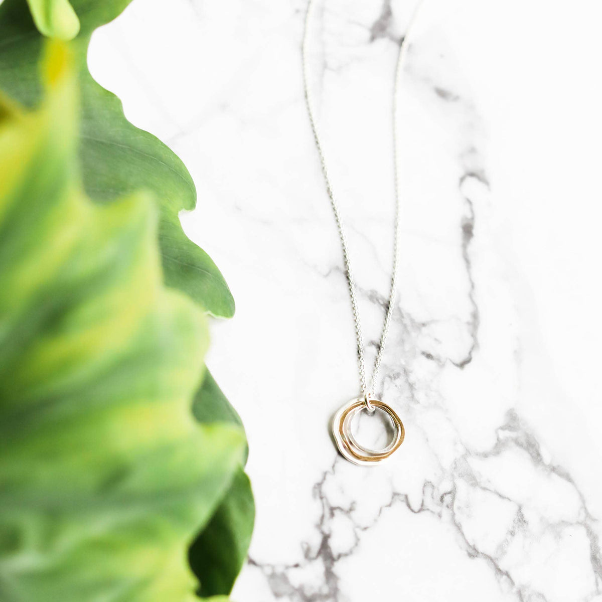 River Rocks Necklace Three Circles Silver Gold Dainty: Sterling Silver / 18"