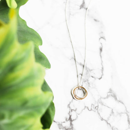 River Rocks Necklace Three Circles Silver Gold Dainty: Sterling Silver / 18"
