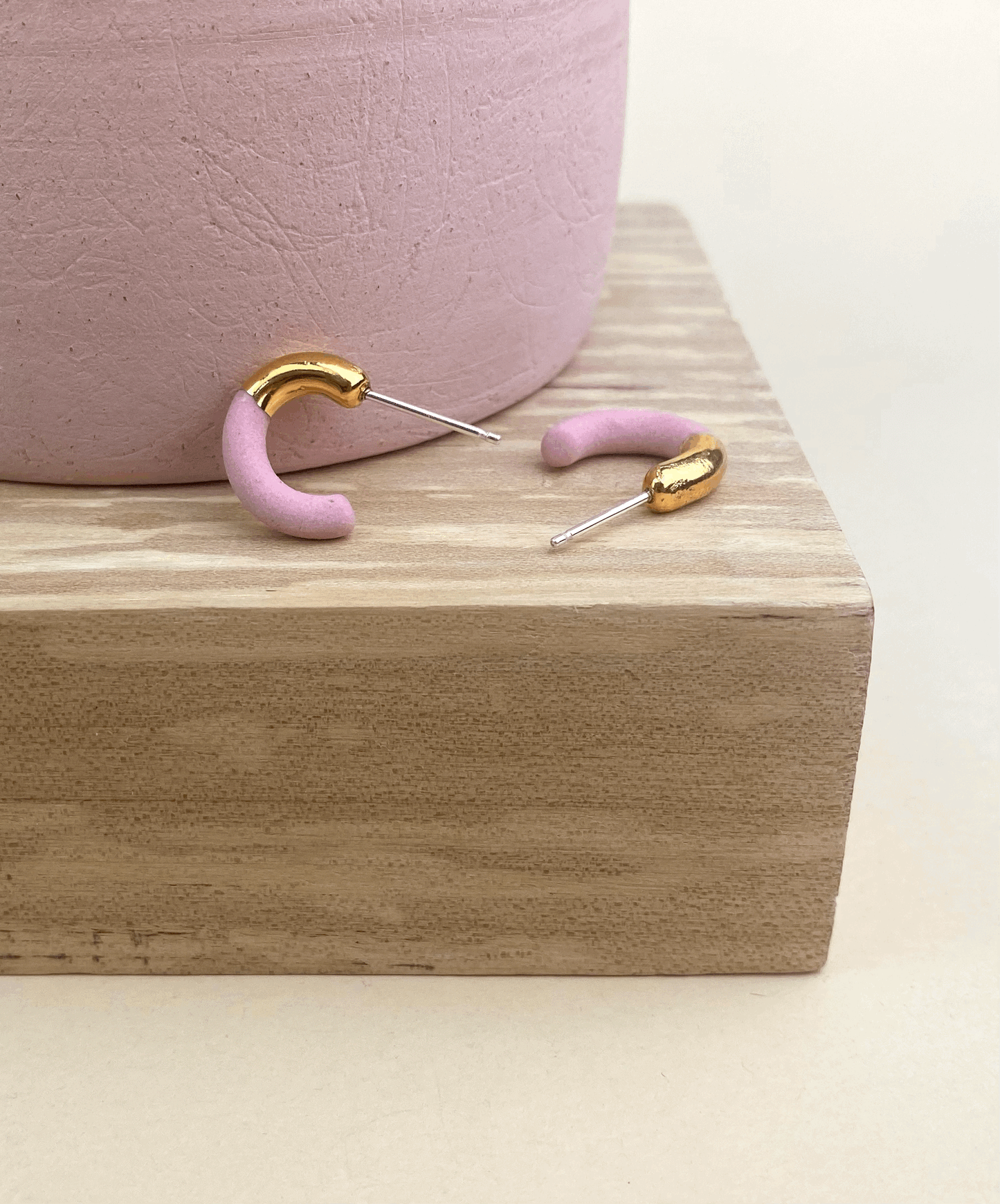 Porcelain Hoop Studs - Lavender