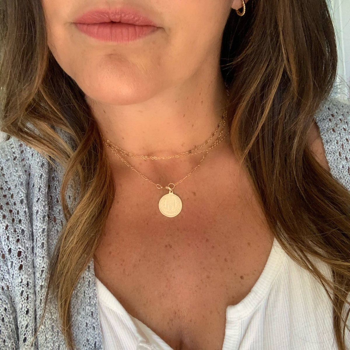 Kamryn Dapped Sequin Necklace Gold Filled: 16”
