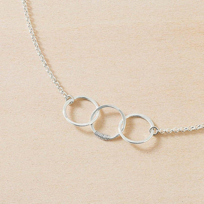 Cartwheel Necklace - three circle hammered pendant: Gold filled / 18"