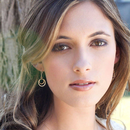 Glow Earrings - silver & gold hammered circles