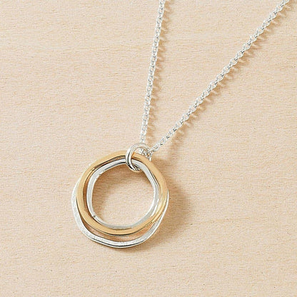 River Rocks Necklace Three Circles Silver Gold Dainty: Sterling Silver / 18"