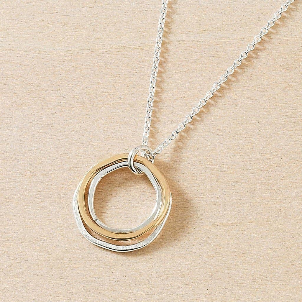 River Rocks Necklace Three Circles Silver Gold Dainty: Gold Filled / 18"