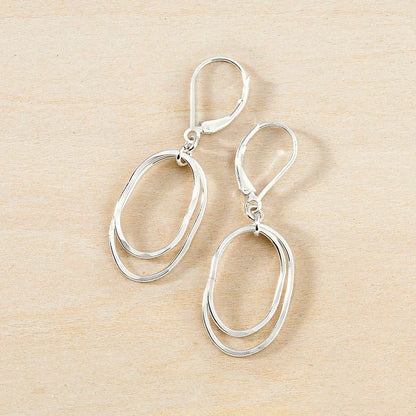 Stacked Oval Drops Sterling Silver