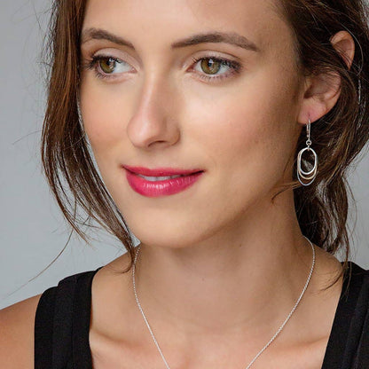Mixed Oval Earrings Hammered Sterling Gold Black