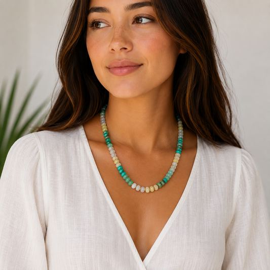 Ocean Agate Candy Necklace: 16"