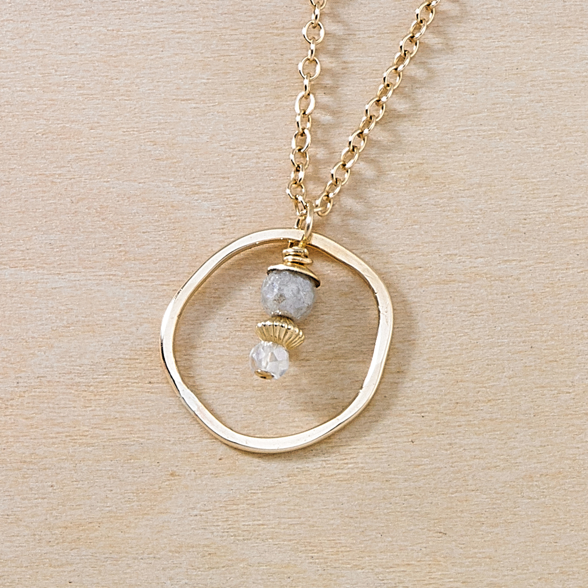 Dusky Coast Necklace - Grey Mystic Quartz and Moonstone