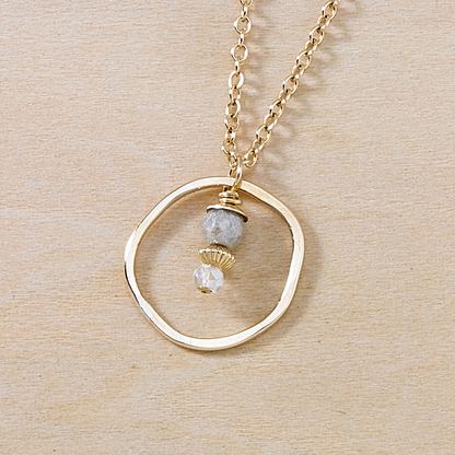 Dusky Coast Necklace - Grey Mystic Quartz and Moonstone
