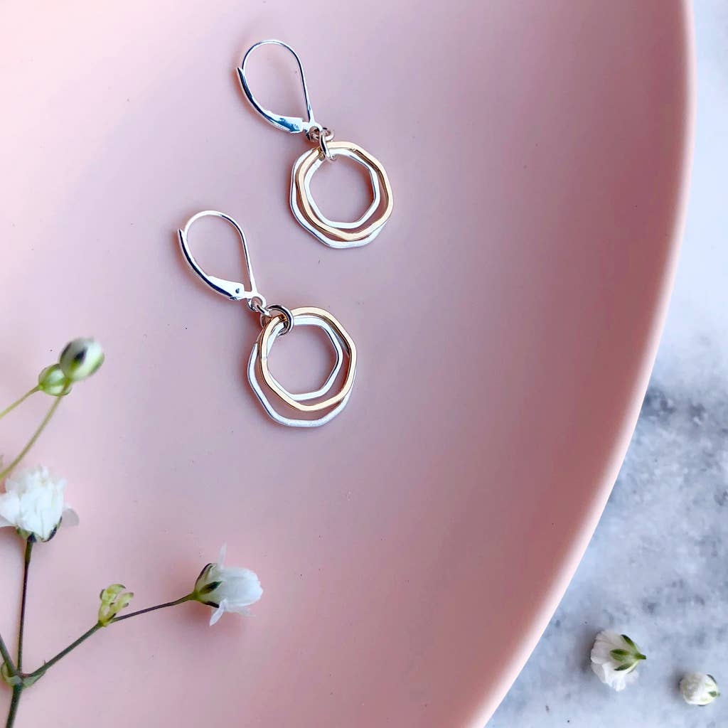 Two Tone Gold Silver Circle Dangle