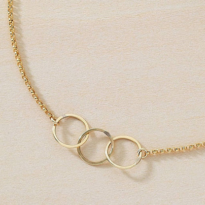Cartwheel Necklace - three circle hammered pendant: Gold filled / 18"