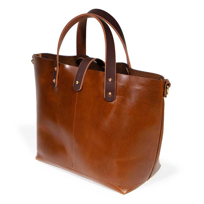 Leather All Day Mini Tote- Mahogany