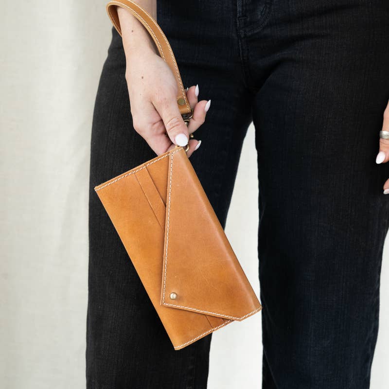 Tri-fold Wallet: Camel Leather