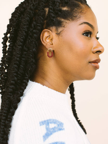 Mini Macramé Link Earrings: Plum