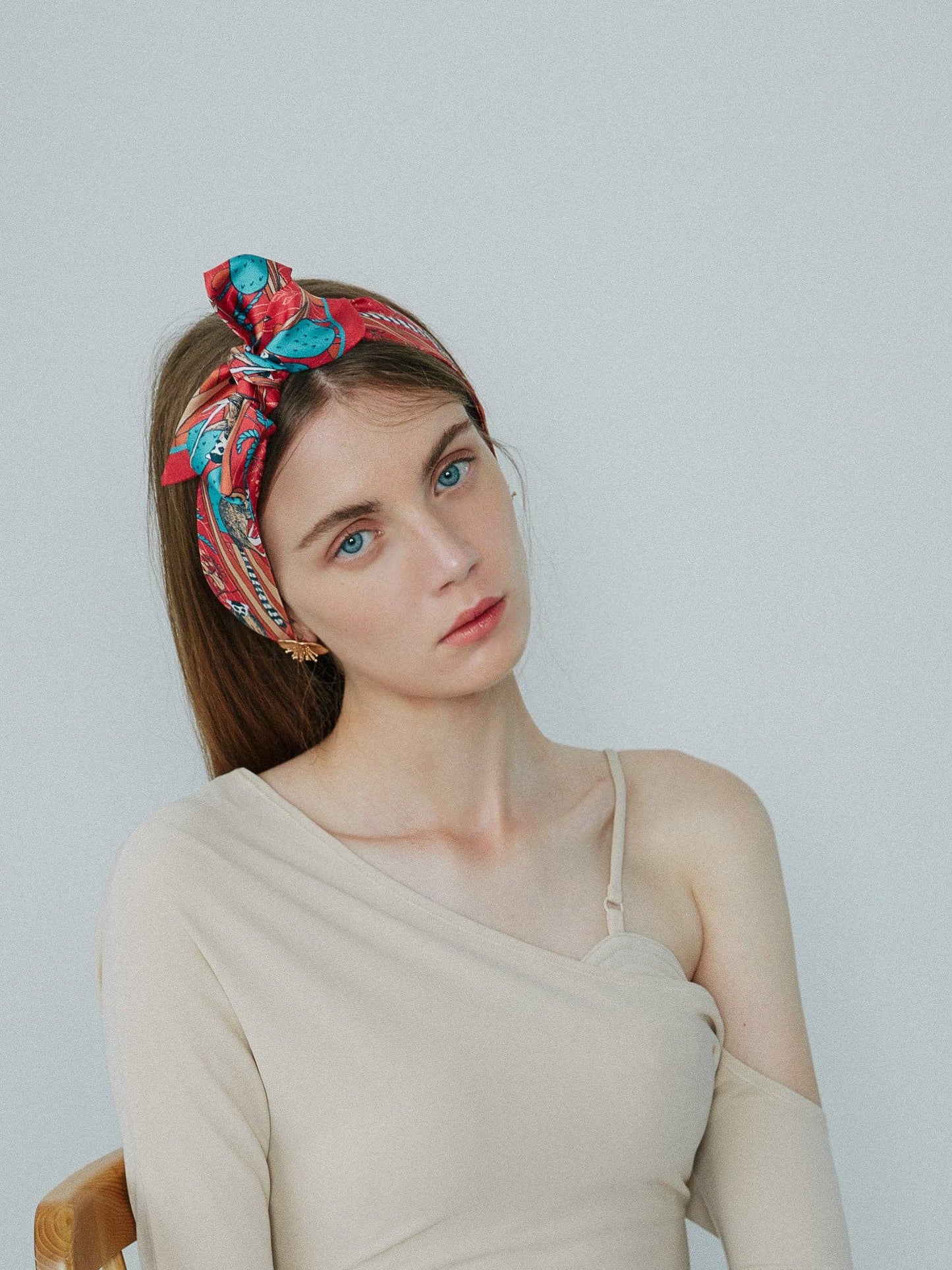 "Madagascar" Silk Skinny Scarf - Red: Red