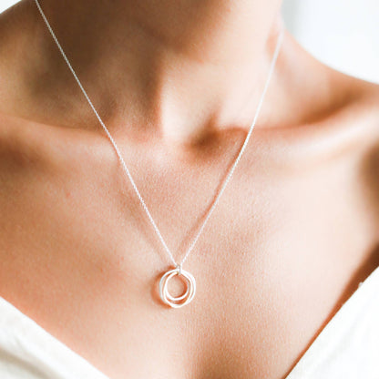 River Rocks Necklace Three Circles Silver Gold Dainty: Sterling Silver / 18"