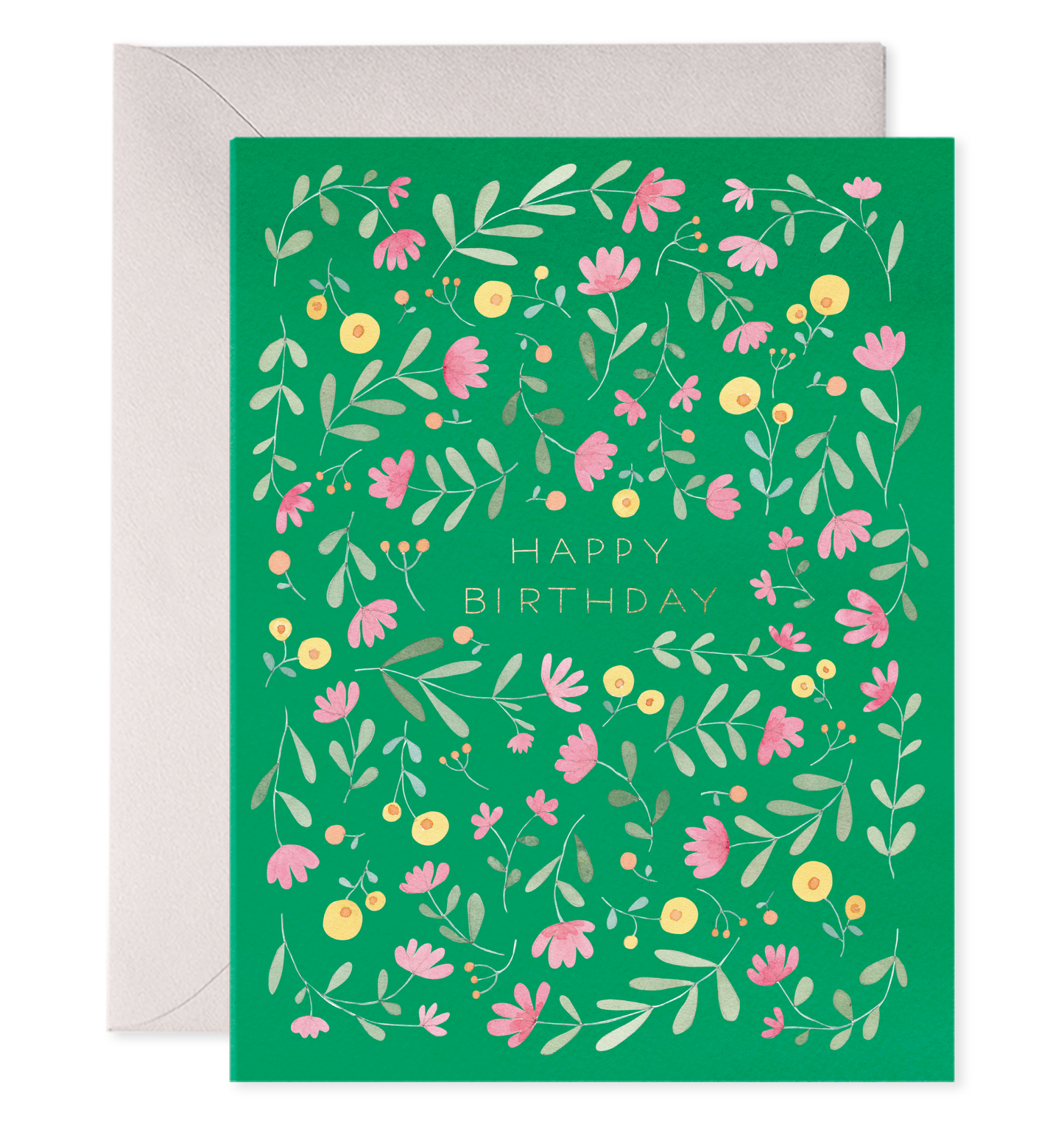 Green Floral Birthday Greeting Card