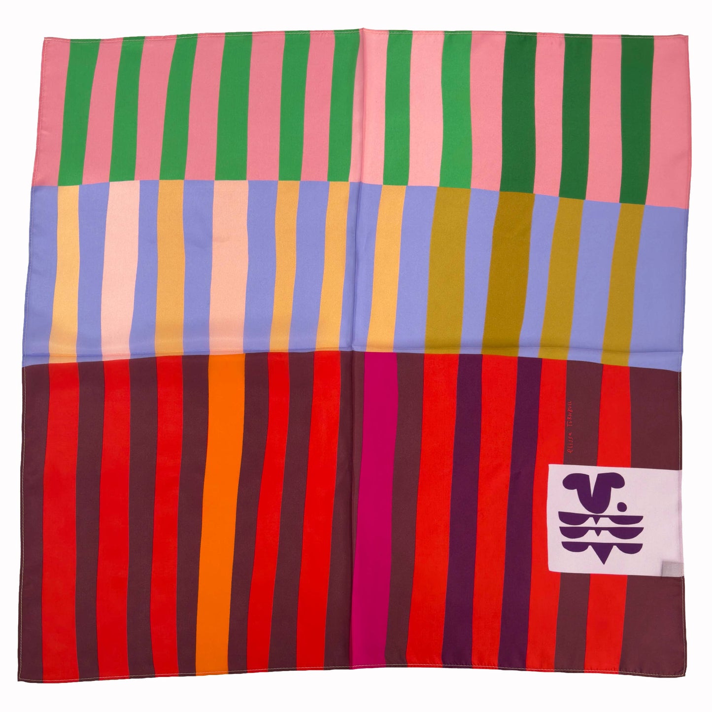 Red Colorblock Scarf |100% Silk