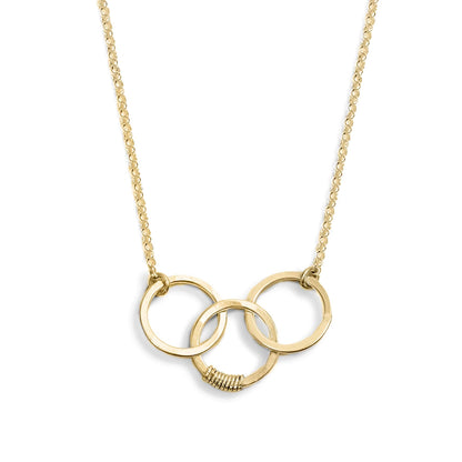 Cartwheel Necklace - three circle hammered pendant: Gold filled / 18"