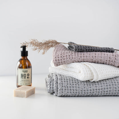 Linen & Cotton Waffle Towels Light Grey