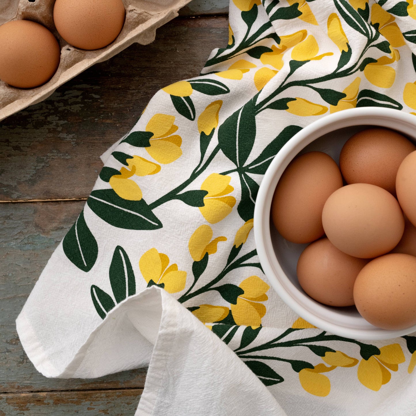 Yellow Flowers Tea Towel